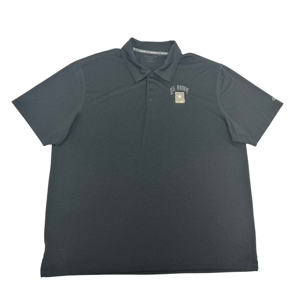 US Army Champion Vapor Polo Shirt Men's XL Charcoal Gray Military Logo